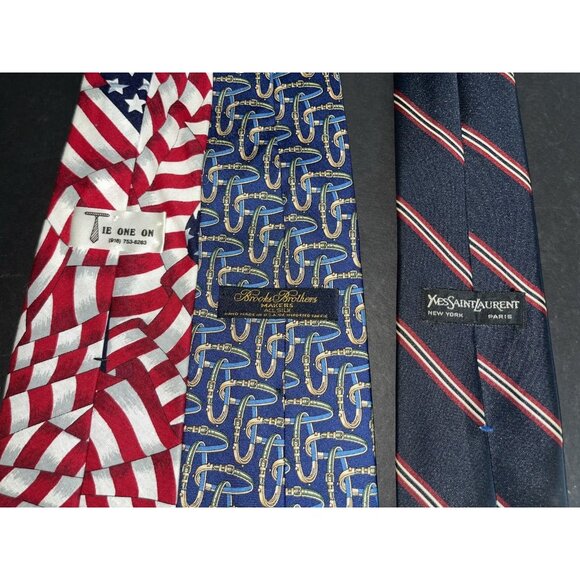 11 Mens Neck Ties Lot Several Silk Brooks Bros Robert Tatbott Yves Saint Laurent - Picture 3 of 11